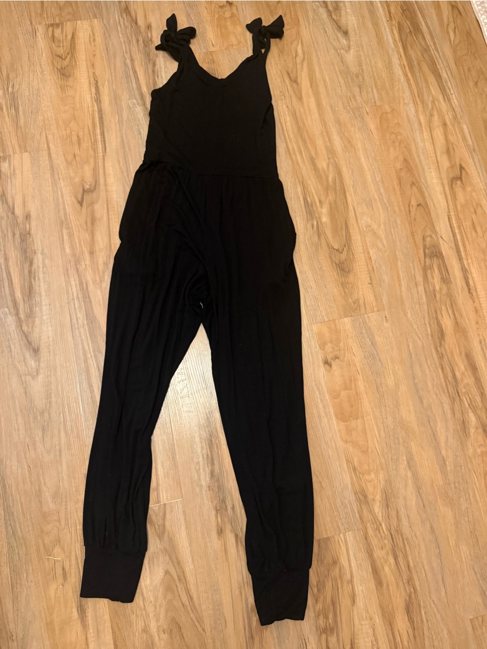 Black Tie-Shoulder Jumpsuit - Women
